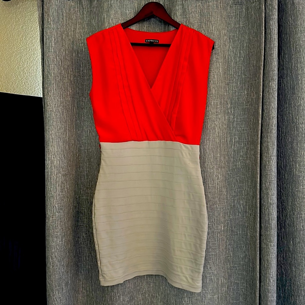 Express two color tan and orange dress- Like New!